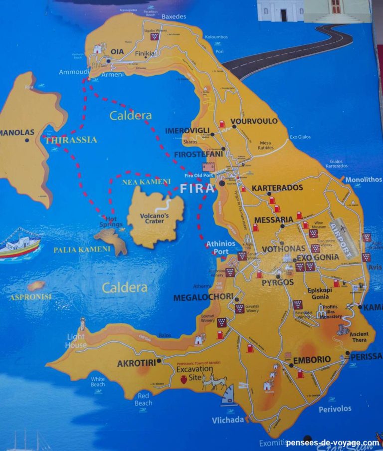cartetouristique santorin Pensées de voyage